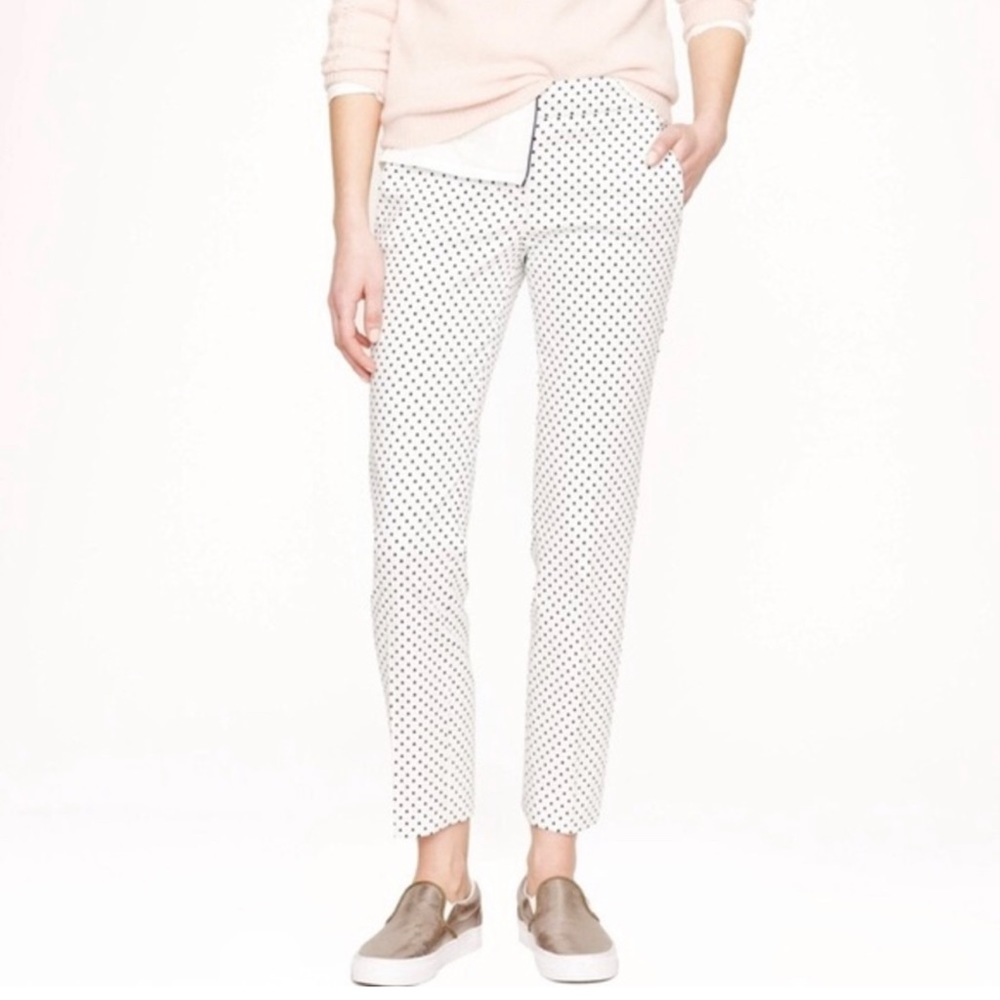 J Crew Campbell fit  cotton white/black patterned pants. Size 10